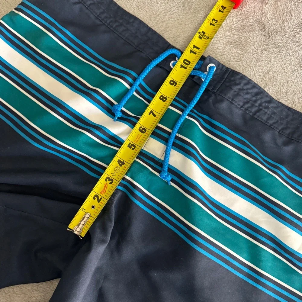 Original‎ Penguin Swim Trunks Mens 38 Navy Blue Striped Board Shorts OP4242